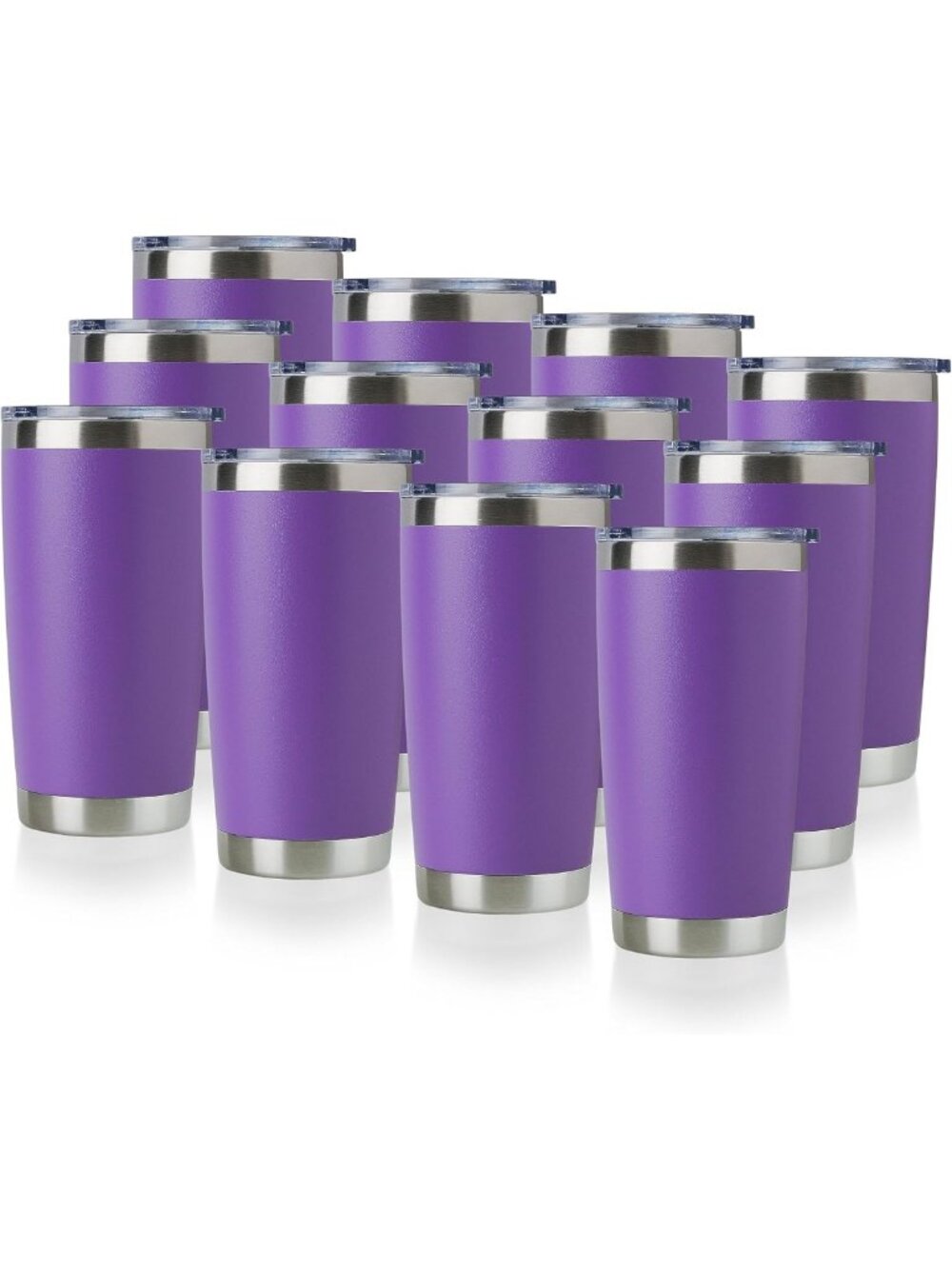 20oz Stainless Steel Tumbler Set, Double Wall Insulated Travel Mug, Purple, 12
